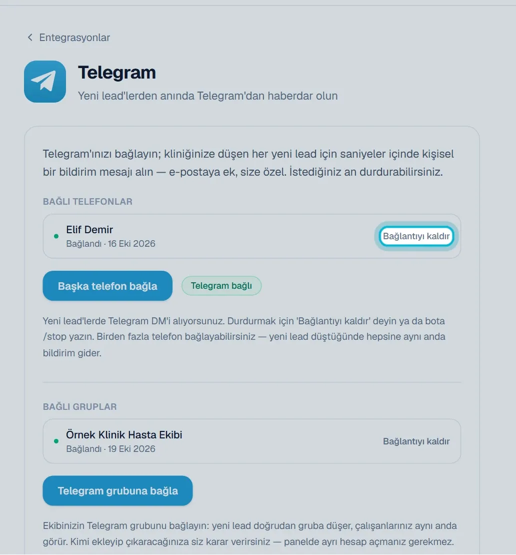 Bağlı telefonlar listesindeki Bağlantıyı kaldır bağlantısı