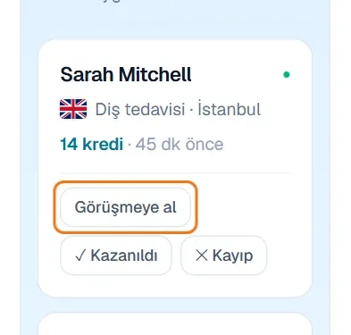 İletişim kuruldu kartında işaretli Görüşmeye al düğmesi