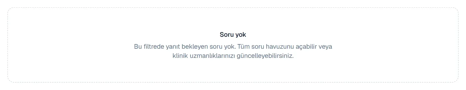 Soru yok mesajı