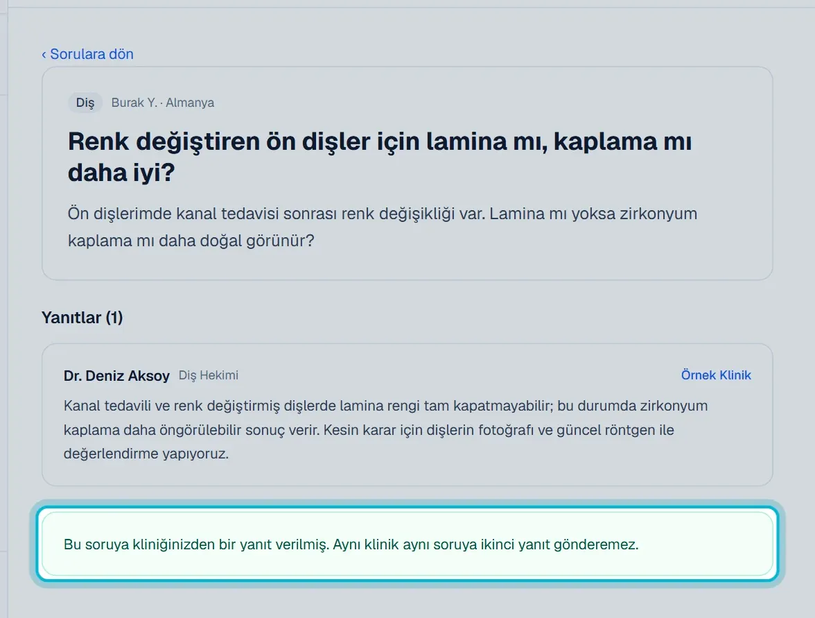 Kliniğin yanıtı ve yeşil bilgi notu