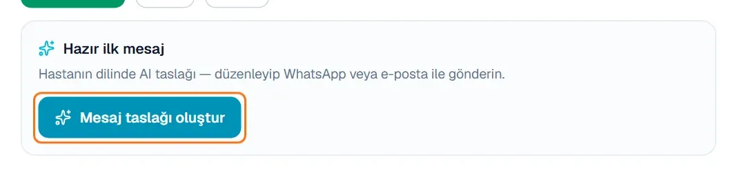 Hazır ilk mesaj kutusunda Mesaj taslağı oluştur düğmesi
