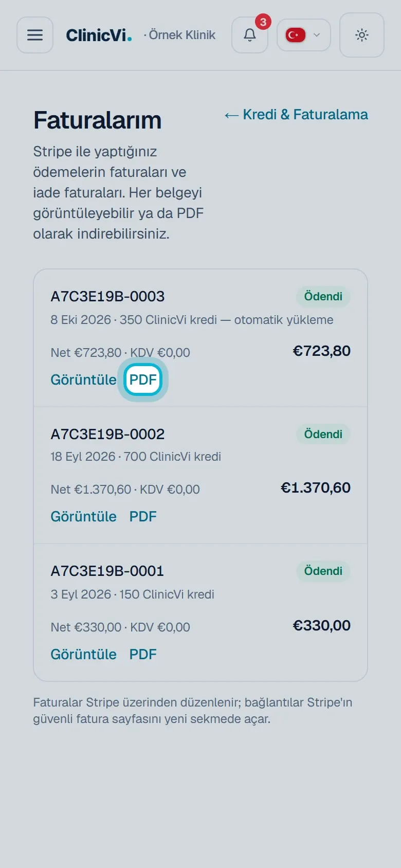 Telefonda Faturalarım listesi