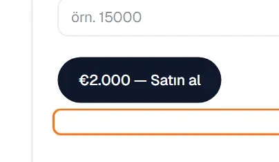 Satın al düğmesi ve altında yüklenecek toplam kredi