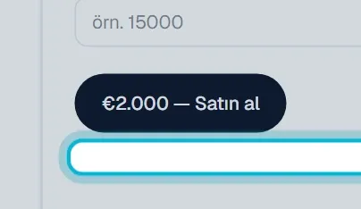 Satın al düğmesi ve altında yüklenecek toplam kredi