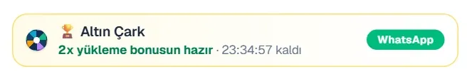 Çark çubuğunda hazır kupon ve kalan süre