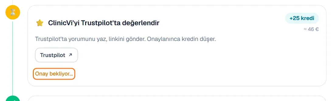 Kazanç Merkezi’nde onay bekleyen bir görev