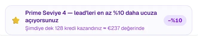 Talepler sayfasında mor Prime çubuğu