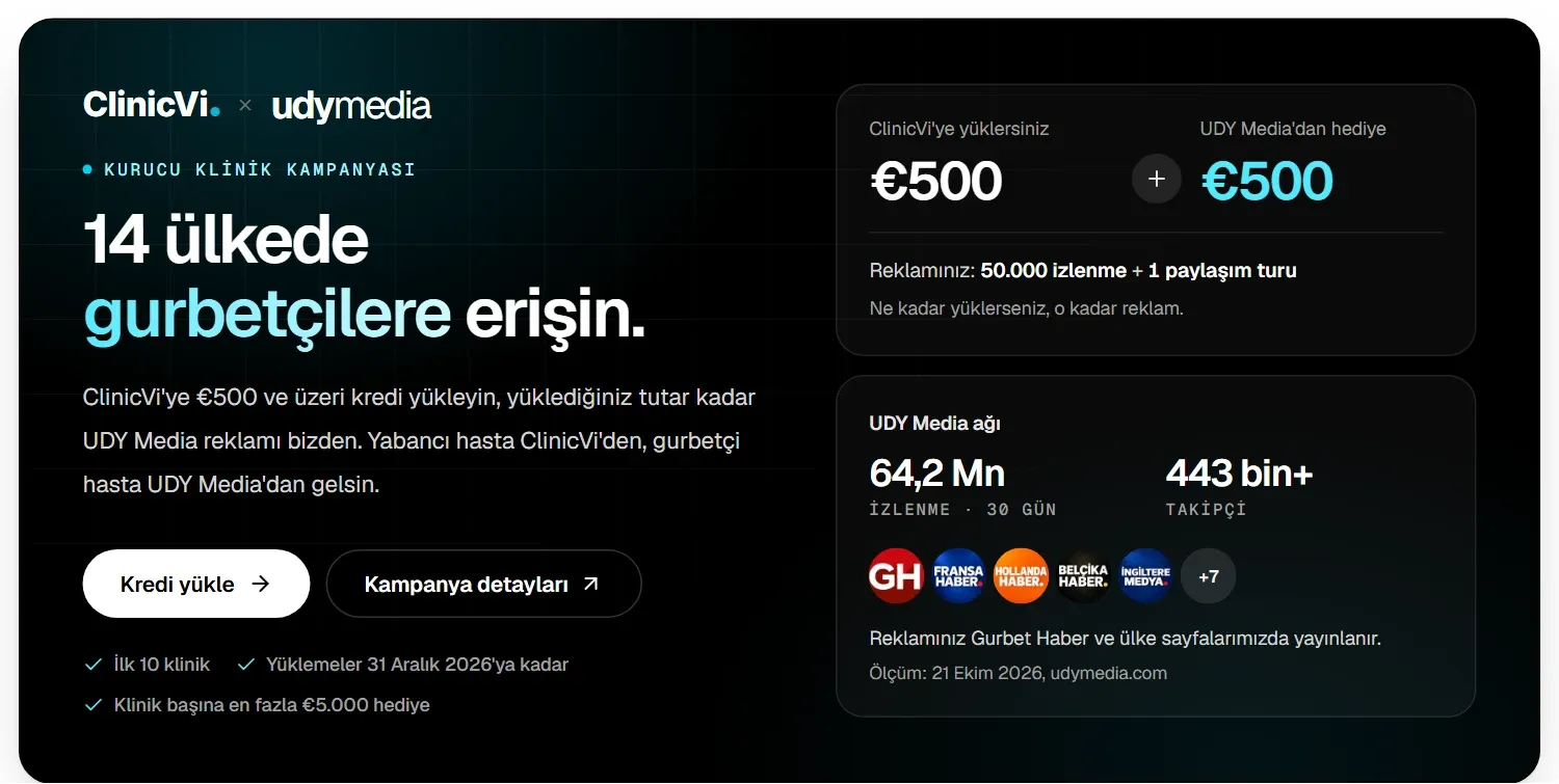 Genel sayfasında ClinicVi × UDY Media kampanya kutusu