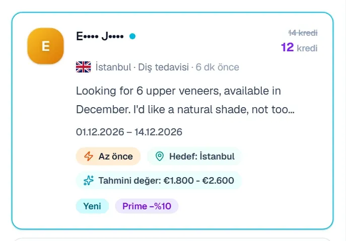 Henüz açılmamış bir talep kartı ve açma bedeli