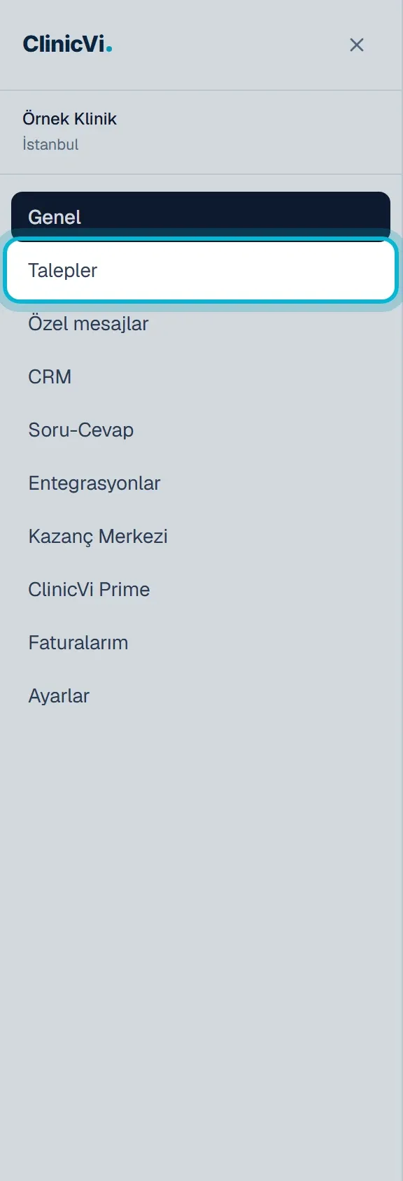 Telefonda açılan menü