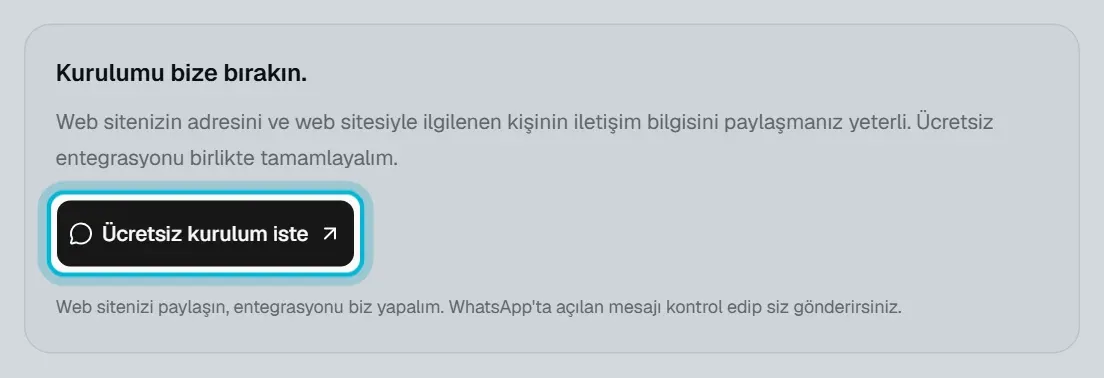 Kurulumu bize bırakın bölümü ve Ücretsiz kurulum iste düğmesi